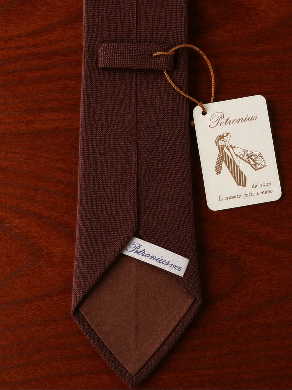 Petronius Textured Silk Tie in Cocoa Brown - Picture 3 of 3